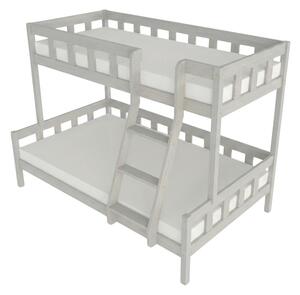 Patrová postel PLOTTY s předním žebříkem 90x200, 120x200 cm - Světle šedá, Zvolte šuplík: Bez šuplíku, Zvolte stranu: Vpravo