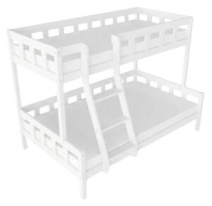 Patrová postel PLOTTY s předním žebříkem 90x200, 120x200 cm - Bílá, Zvolte šuplík: Bez šuplíku, Zvolte stranu: Vlevo
