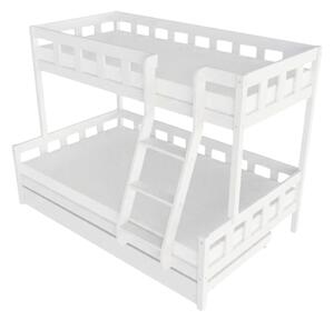 Patrová postel PLOTTY s předním žebříkem 90x200, 120x200 cm - Bílá, Zvolte šuplík: Přistýlka 90x190 cm, Zvolte stranu: Vpravo