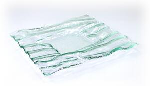 BDK-GLASS Skleněný čirý talíř se zvlněným okrajem - 20x20cm