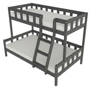 Patrová postel PLOTTY s předním žebříkem 90x200, 120x200 cm - Tmavě šedá, Zvolte šuplík: Bez šuplíku, Zvolte stranu: Vpravo