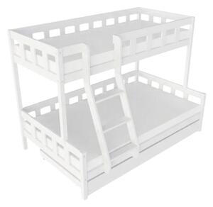 Patrová postel PLOTTY s předním žebříkem 90x200, 120x200 cm - Bílá, Zvolte šuplík: Přistýlka 90x190 cm, Zvolte stranu: Vlevo