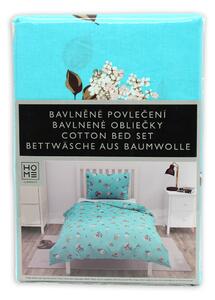 HOME ELEMENTS Bavlněné povlečení na jednolůžko, modré, kytička
