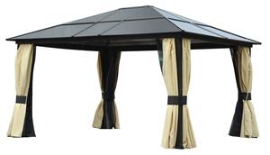 Luxusní venkovní altán Outsunny, hliníkový zahradní stan s poloprůhlednou PC střechou 420 x 360 x 275 cm | Aosom