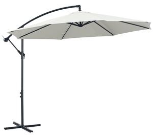 Outsunny Výsuvný slunečník Ø300 cm s možností naklápění, sluneční clona s UV ochranou a klikovým mechanismem včetně stojanu - Krémová bílá | Aosom