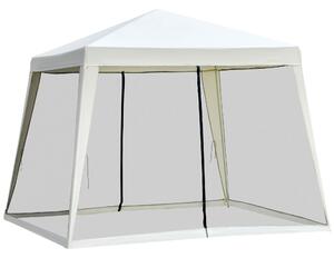 Outsunny Zahradní Pavilon Altán Party Stan Odolný vůči povětrnostním vlivům s Moskytiérou Kov + Polyester Krémově bílý 3 x 3 m | Aosom