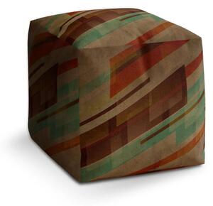 Sablio Taburet Cube Hnědá abstrakce - 40x40x40 cm