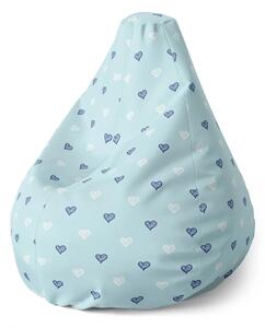 Sablio Sedací vak Pear Srdce na modré - 70 x 95 x 15 cm