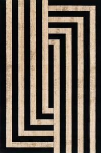Černo-béžový vlněný koberec 170x240 cm Agnus Art Deco II – Agnella