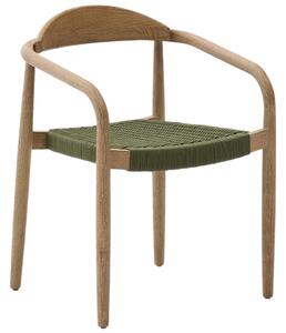 Dřevěná jídelní židle Kave Home Nina se zeleným výpletem