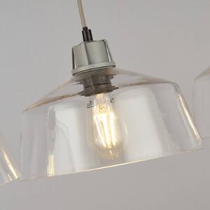 Searchlight Závěsné světlo Thaloria, transparentní, sklo, 3 žárovky, 80 cm, stmívatelný, Čirá / transparetní, Obývací pokoj / jídelna, Sklo, Moderní