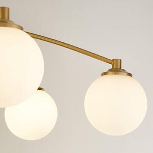 Searchlight Stropní světlo Feylinn, bílá/mosaz, sklo, Ø 75 cm, 6-bodové., stmívatelný, Bílá / opál, Obývací pokoj / jídelna, Sklo, Moderní