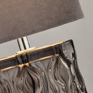 Searchlight Stolní lampa Nyssa, šedá, textil/kov, 28 cm, E27, Hliník / šedá / zinek, Obývací pokoj / jídelna, Textil / tkanina / hedvábí, Moderní
