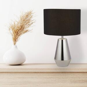 Searchlight Stolní lampa Laynie, šedá/černá, kov/textil, 24 cm, E14, Černá, Obývací pokoj / jídelna, Textil / tkanina / hedvábí, Moderní