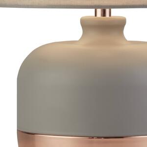 Searchlight Stolní lampa Tamsin, šedá, kov/textil, výška 27 cm, E14, Hliník / šedá / zinek, Obývací pokoj / jídelna, Textil / tkanina / hedvábí, Moderní