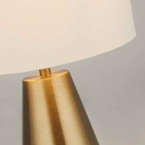 Searchlight Stolní lampa Laynie, mosaz/béžová, kov/textil, 24 cm, E14, Krémová / jantar, Obývací pokoj / jídelna, Textil / tkanina / hedvábí, Moderní