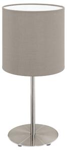 Eglo 31595 Pasteri grey + brown - Stolní lampa + Dárek LED žárovka, 1 x E27, výška 40cm (Stolní lampička s šedohnědým textilním stínidlem)