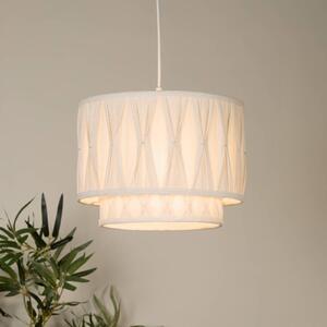 Searchlight Závěsné světlo Wieka, béžové, len, Ø 30 cm, E27, stmívatelný, Krémová / jantar, Obývací pokoj / jídelna, Textil / tkanina / hedvábí, Skandinávský