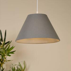 Searchlight Závěsné světlo Lyta, šedé, Ø 28 cm, textil, E27, kuželový tvar, stmívatelný, Hliník / šedá / zinek, Obývací pokoj / jídelna, Textil / tkanina / hedvábí, Skandinávský