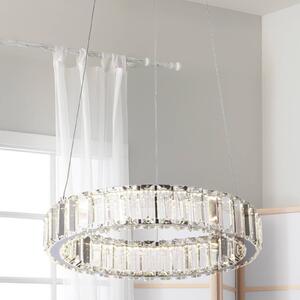 Searchlight Závěsné světlo LED Filumena, šedé/čiré, kov/sklo, Ø 35 cm, Čirá / transparetní, Obývací pokoj / jídelna, Sklo, Moderní