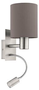 Eglo 96481 PASTERI antracit - Nástěnná lampička se čtecí bodovkou + Dárek LED žárovka (Šedá lampa na zeď s LED bodovkou na čtení)