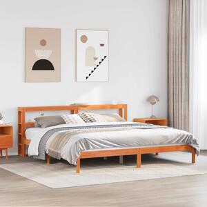 Rám postele s čelem voskově hnědý 200x200 cm masivní borovice 3305744