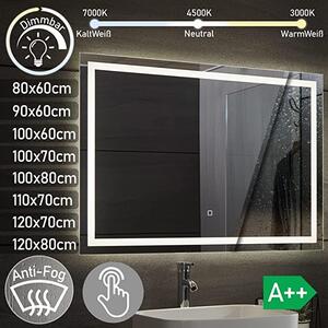 Aquamarin Koupelnové zrcadlo s LED osvětlením, 120 x 80 cm