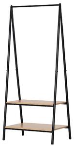 HOMCOM Stojan na oblečení s policí na boty, kovový + dřevěný, černý + přírodní, 64 x 42,5 x 149 cm | Aosom