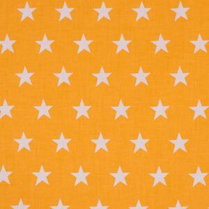Goldea bavlněné plátno - bílé hvězdičky na žlutě oranžovém 160 cm