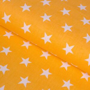 Goldea bavlněné plátno - bílé hvězdičky na žlutě oranžovém 160 cm
