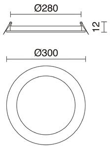 Indeluz zápustný LED downlight kruhový 300x23mm3000K