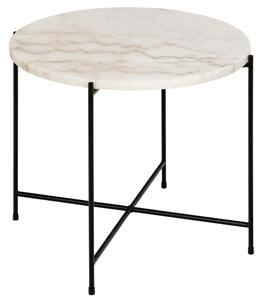 Scandi Bílý mramorový odkládací stolek Avila 52 cm