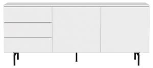 Bílá lakovaná komoda Tenzo Plain 180 x 45 cm s kovovou podnoží