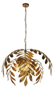 Vintage závěsná lampa starožitná zlatá 60 cm - Lípa