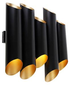 Nástěnná lampa černá se zlatým interiérem 10 světel - Whistle
