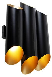 Nástěnná lampa černá se zlatým vnitřkem 6 světel - Whistle