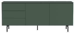 Zelená lakovaná komoda Tenzo Plain 180 x 45 cm s kovovou podnoží