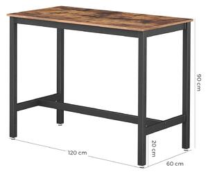 EmaHome Barový stůl 120 x 60 x 90 cm / hnědá / černá