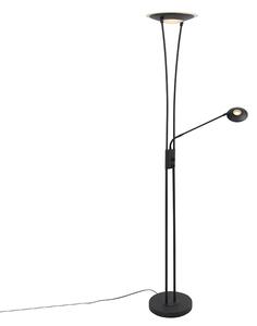 Moderní stojací lampa černá včetně LED s čtecím ramenem - Ibiza