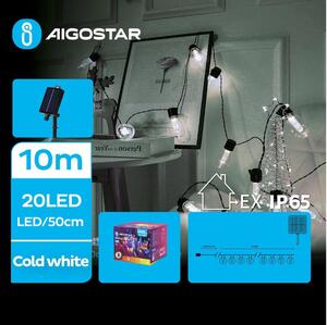 Aigostar - LED Solární řetěz 20xLED/8 funkcí 11,5m IP65 studená bílá