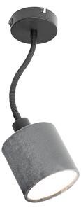 Nástěnná lampa černá s šedým stínidlem vypínačem a flex ramenem - Merwe