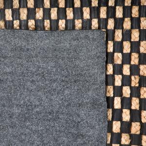 Kožený koberec 140 x 200 cm černý s béžovou GERCE II