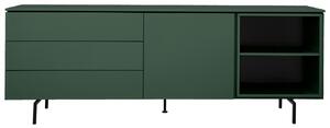 Zelená lakovaná komoda Tenzo Plain II. 210 x 45 cm s kovovou podnoží