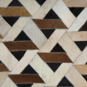 Kožený koberec hnědý s šedou TUGLU 140 x 200 cm