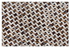 Kožený koberec hnědý s šedou TUGLU 160 x 230 cm