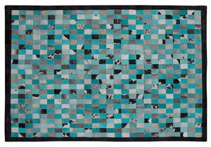 Tyrkysový / šedý kožený koberec 160 x 230 cm NIKFER