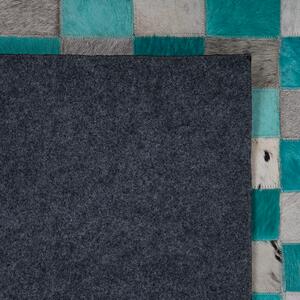 Tyrkysový / šedý kožený koberec 140 x 200 cm NIKFER