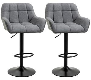 HOMCOM Barová židle s opěradlem a podnožkou 57,5 x 52,5 x 93-114 cm šedá 2 ks