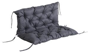 Outsunny Polštář na Lavici pro Dva 100 x 98 x 8 cm s Popruhy, Zádový Polštář pro Vnitřní/venkovní Použití, Polštář na Lavici, Zahradní Nábytek, Tmavě
