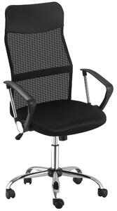HOMCOM Ergonomická kancelářská židle, herní židle, otočná židle s houpací funkcí, výškově nastavitelné pracovní křeslo, pěna, síťovina, černá, 63 x 65